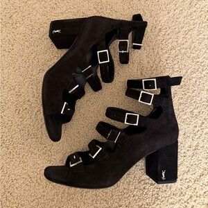 Saint Laurent suede sandals with chunky heels